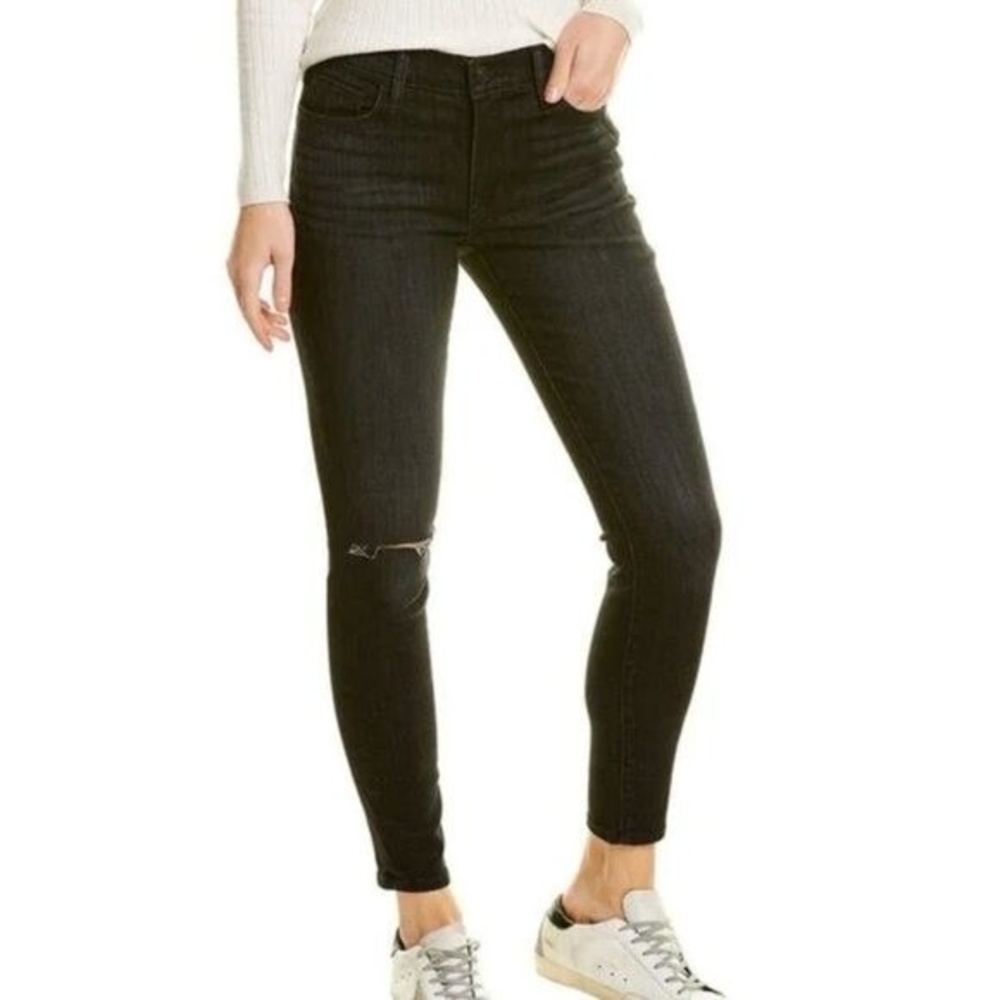HUDSON Women's Dark Wash Black High Waist Ripped Skinny Jeans Size 31